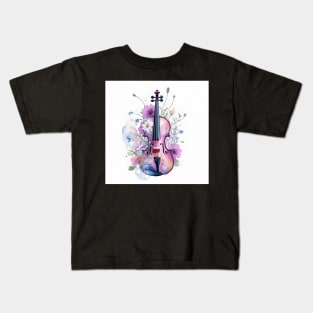 Violin With Flowers Kids T-Shirt